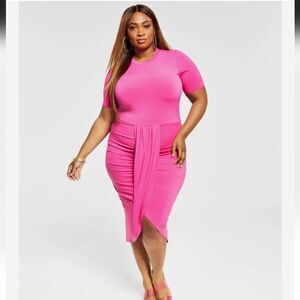 Nina Parker and Macy's Faux Wrap Dress - Island Fuchsia / Magenta PTP 21 NWT